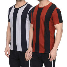 180 Gram Vertical Striped Tee Shirt , Mens Casual T Shirts Size XS - XXXXXL