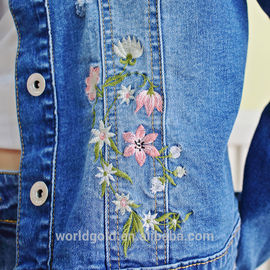Fancy Distressed Stretch Embroidered Denim Jacket For Womens Fashion Design