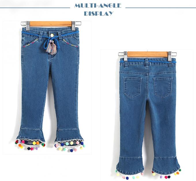 Light Blue Kids Denim Clothes Adjustable Waist Bell Bottom Pants For ...