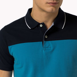 Quick Dry Mens Polo Style Shirts Golf Clothing , High Collar Striped Polo Shirts