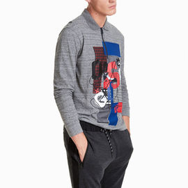 Fashion Mens Polo Style Shirts , Full Sleeve Patch Polo Shirt With Custom Logo