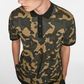 Cotton Casual Mens Polo Style Shirts , Camouflage Golf Shirt For Male