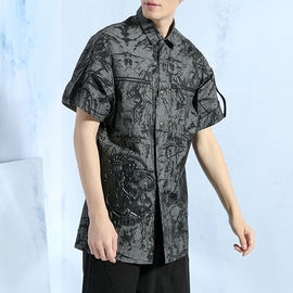 Black Short Sleeve Casual Dress Shirts For Summer OEM ODM Service