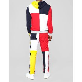100% Cotton Color Block Hoodie And Jogger Set For Men Quick Dry Comfortable