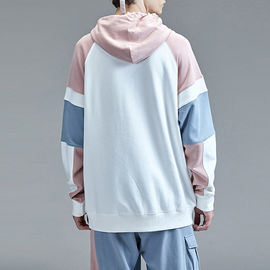 Blue / Pastel Pink Hoodie Mens , Loose Fit Hoodie Men'S Long Sleeve Customized Logo