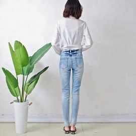 Ice Blue Women Denim Skinny Jeans Pencil Pants Full Length Comfortable
