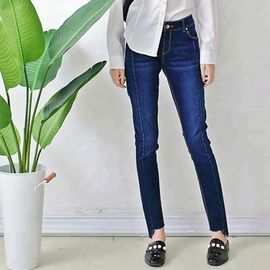 Professional Blue Stretch Women Denim Skinny Jeans High Waisted Full Length