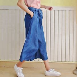 100% Lyocell new designs photos wide leg ladies pants women bell-bottom jeans