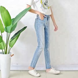 Light Blue Casual Women Denim Skinny Jeans Pencil Pants Custom Size