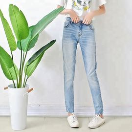 Light Blue Casual Women Denim Skinny Jeans Pencil Pants Custom Size