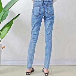 Custom Blue Women Denim Skinny Jeans Color Fade Proof Full Length Eco Friendly