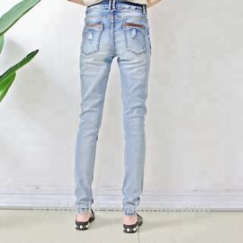 High Waisted Ripped Skinny Jeans For Female , Slim Fit Denim Pants OEM Service