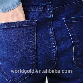 Embroidery Tassel Leg Stretch Denim Jeans For Ladies Dark Blue Color