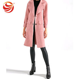 Long Big Lapel Women's Casual Winter Coats , Woolen Overcoat For Ladies