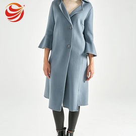 Fashion Long Section Wool Cashmere Coat Womens Light Blue Color For Winter