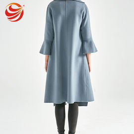 Fashion Long Section Wool Cashmere Coat Womens Light Blue Color For Winter