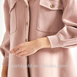 Luxury Long Ladies Wool Overcoat With Button Fashion Style OEM / ODM Service