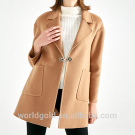 Camel Color Long Womens Coat , Fashion Design Winter Wool Jacket