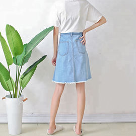 Summer Cool Casual Medium Length Slim Fit A Line Denim Skirt For Yound Ladies