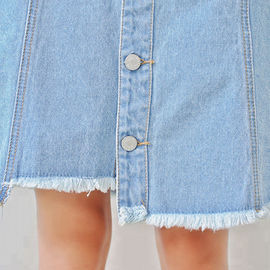 Summer Cool Casual Medium Length Slim Fit A Line Denim Skirt For Yound Ladies