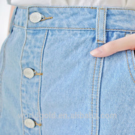 Women A-LINE High Waist Long Denim Skirt With Bottom Buttons Closed