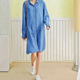 100% Lyocell Women'S Denim Blouses And Tops Casual Oversized Dress