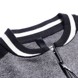 Round Neck Men's Knit Pullover Sweater With Zipper , Mens Zip Up Cardigan Sweater