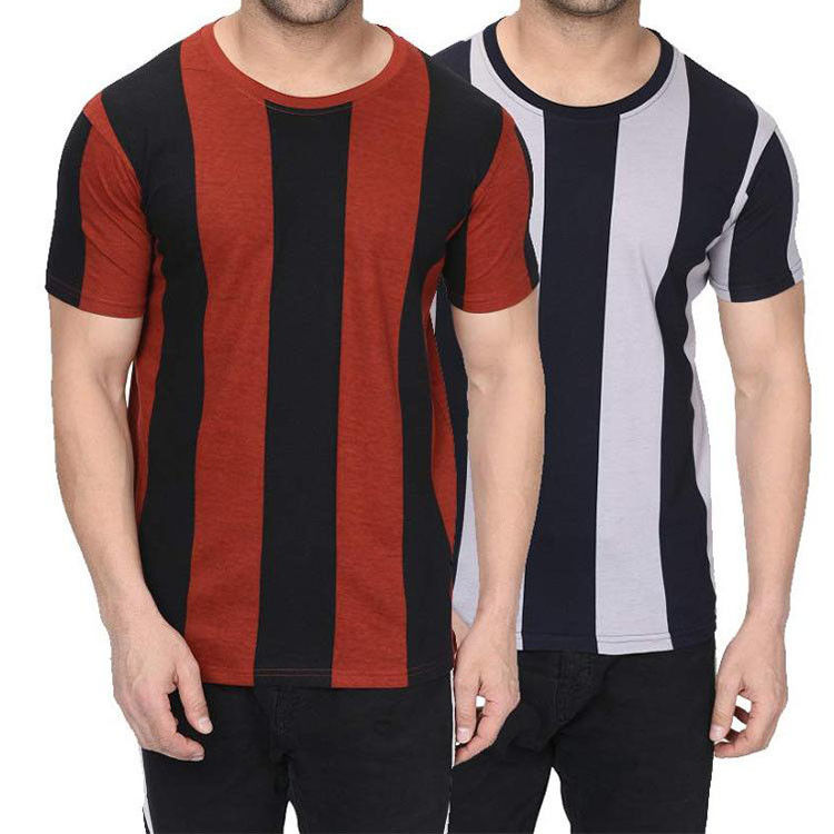 180 Gram Vertical Striped Tee Shirt , Mens Casual T Shirts Size XS - XXXXXL