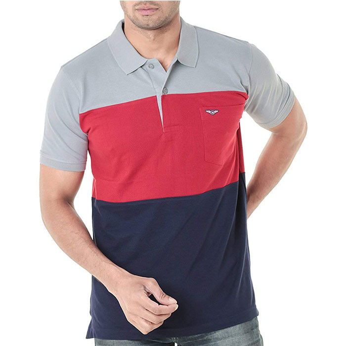 Contrast Color Mens Polo Style Shirts 100% Cotton Fashion Soft Feel OEM Service