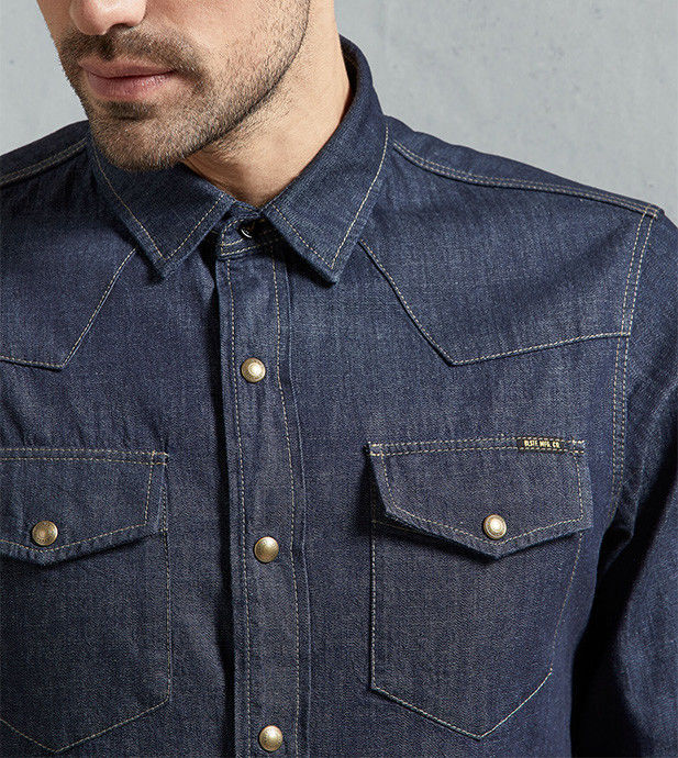 High quality casual man blue jean shirts men collar stylish jean shirt fashion custom shirt for man