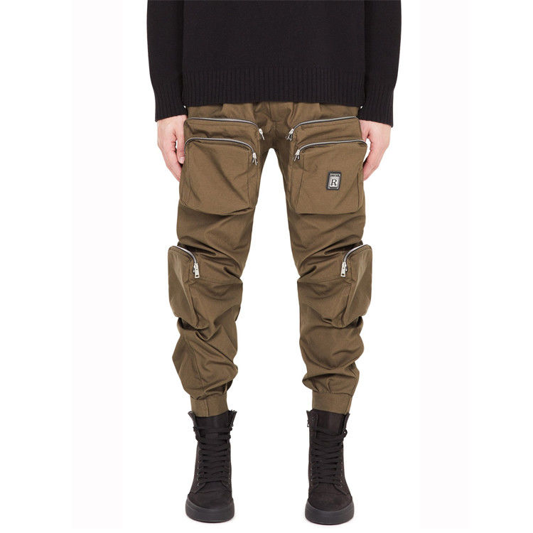OEM Custom Mens Leisure Pants Casual Cargo Trousers With Multi Pocket
