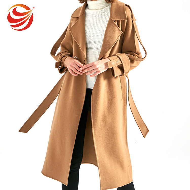 Camel Wool Women's Casual Winter Coats Long Style Fashionable LOW MOQ