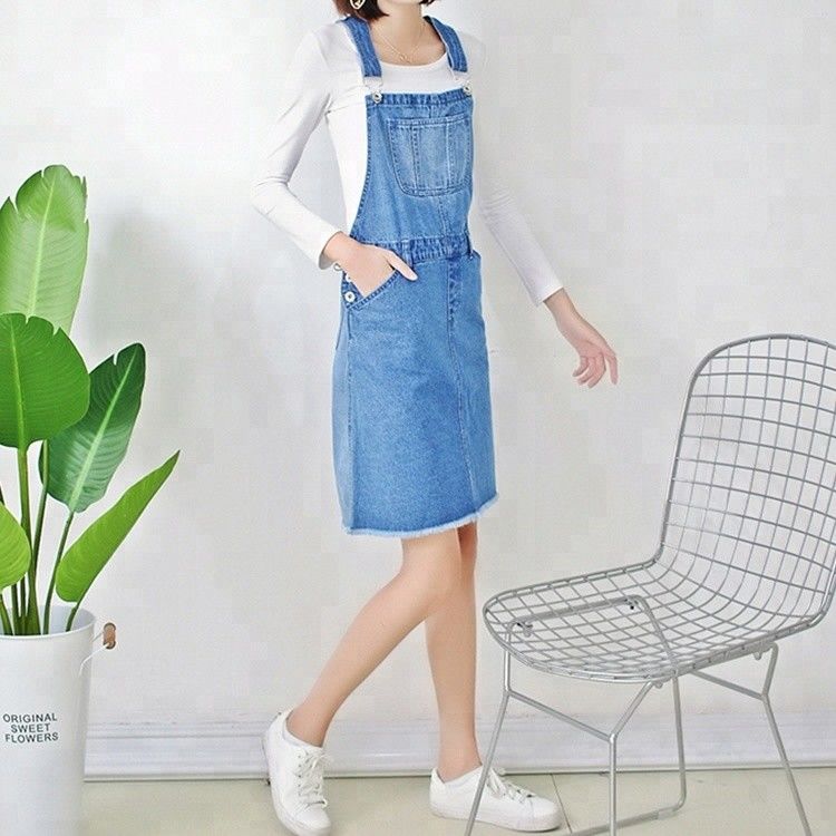 Customized Fade Proof Ladies Ripped Denim Dress Sleeveless For Spring