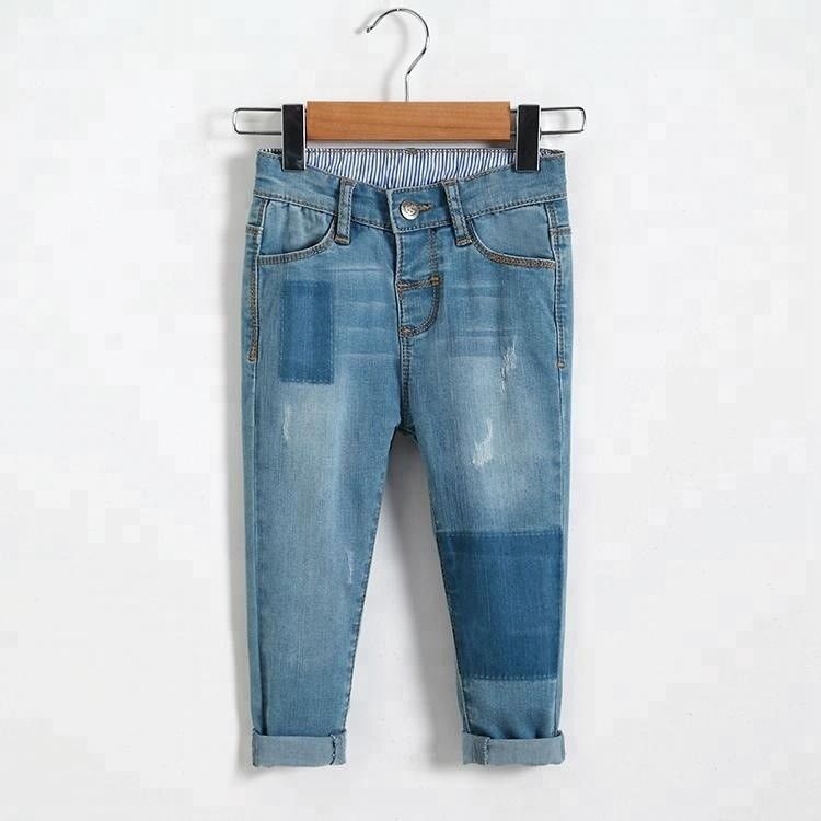 Spring Slim Fit Baby Girl Denim Pants With Adjustable Waist Casual Style