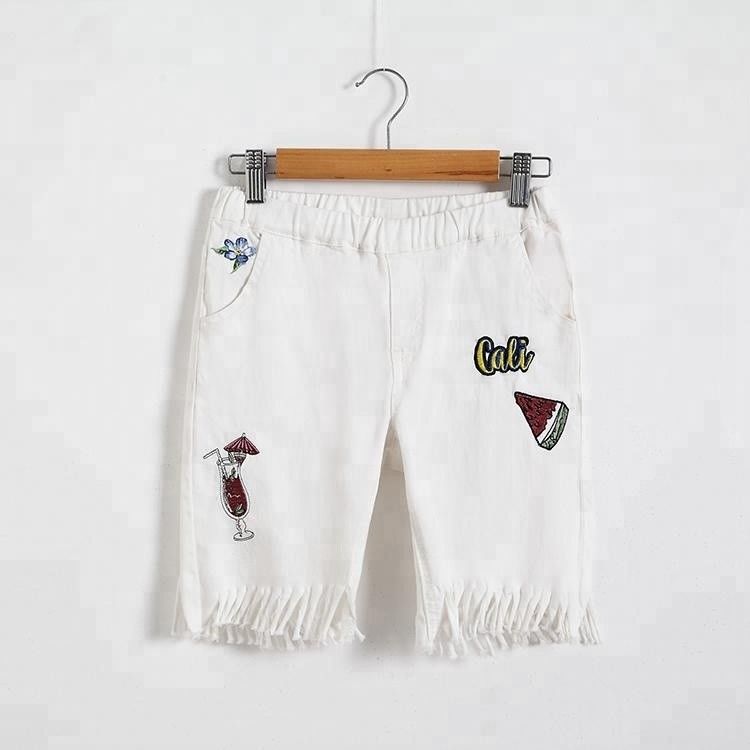 Summer Embroidered Girls Denim Clothes , Girl Jeans Short Pants Fashion Design
