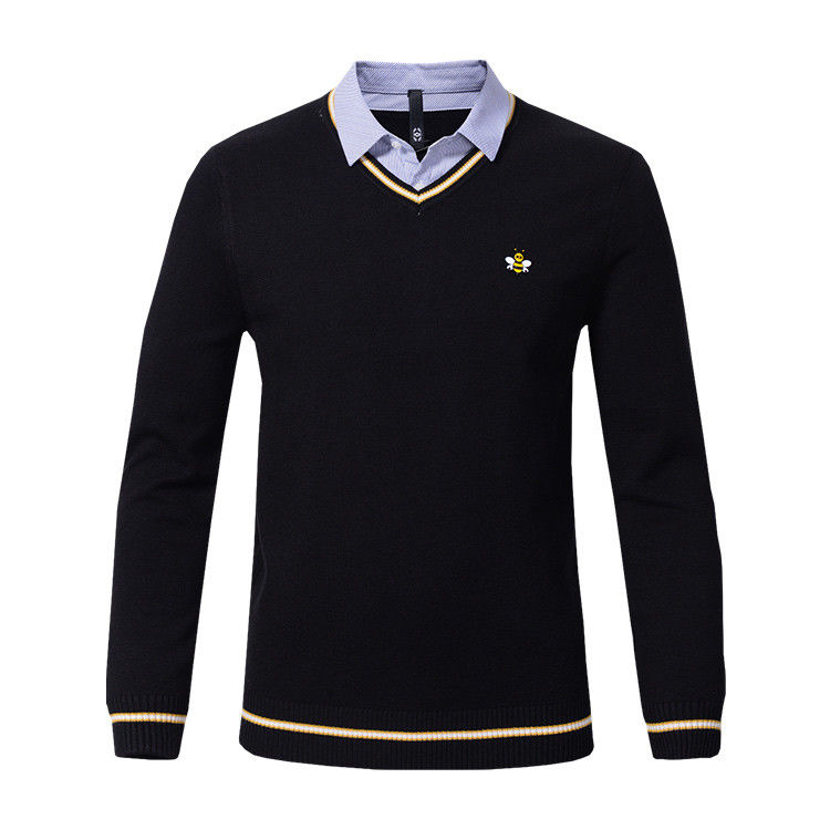 Guangzhou Business Office Sweater Knit Pullover Embroidery Formal Polo Neck Sweaters for Men